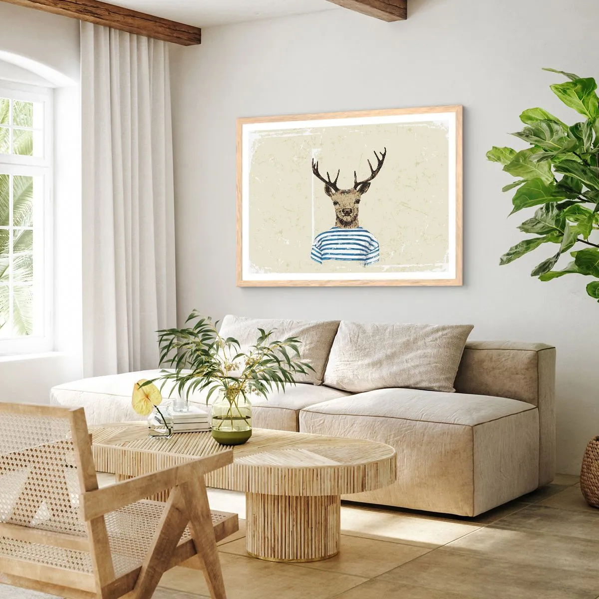 Plagát v ráme zo svetlého duba - Pretože mám rád pruhované košele! - 91x61 cm