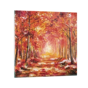 Obraz na skle - Medený les - 30x30 cm