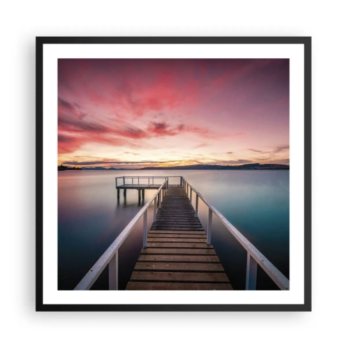 Plagát v čiernom ráme - Jemný plameň večera - 60x60 cm