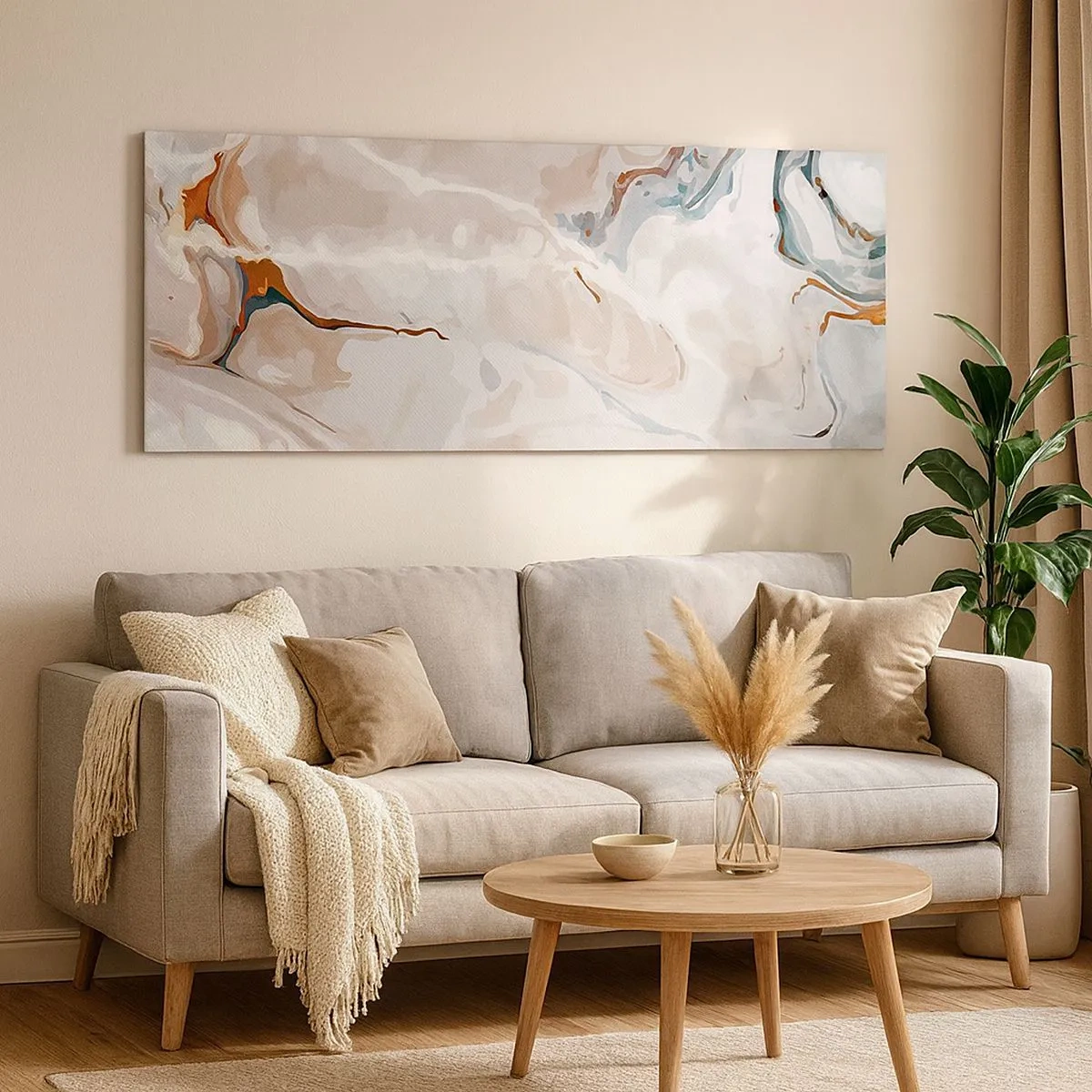 Obraz na plátne - Modré meandre pod bielou - 100x40 cm