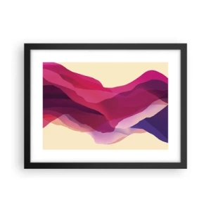 Plagát v čiernom ráme - Fialové vlny - 40x30 cm