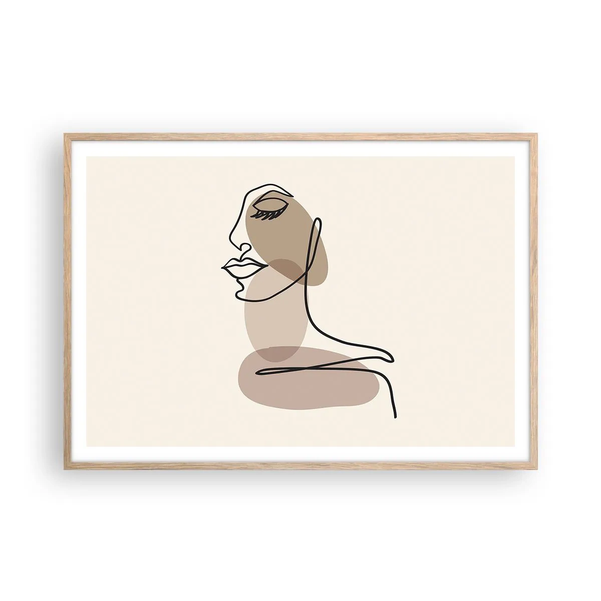 Plagát v ráme zo svetlého duba - Pri počúvaní samého seba - 100x70 cm
