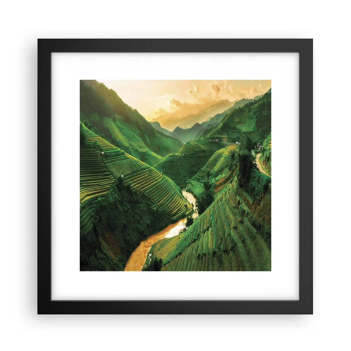 Plagát v čiernom ráme - Vietnamské údolie - 30x30 cm