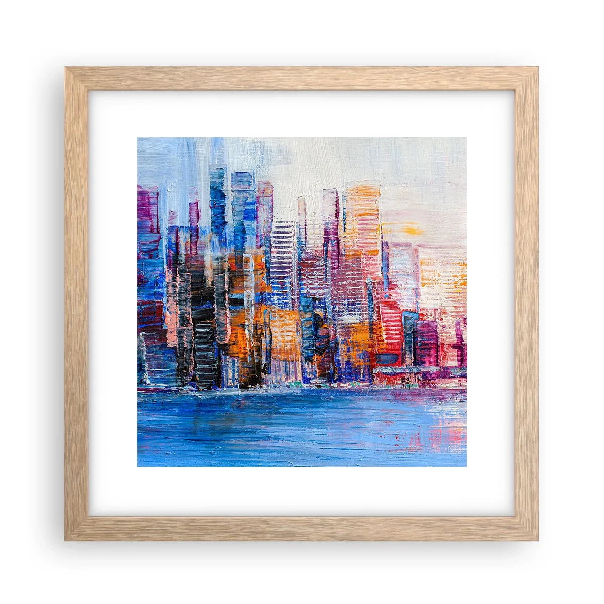 Plagát v ráme zo svetlého duba - Radostná metropola - 30x30 cm