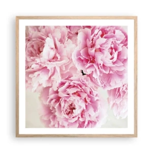 Plagát v ráme zo svetlého duba - V ružovom prepychu - 60x60 cm