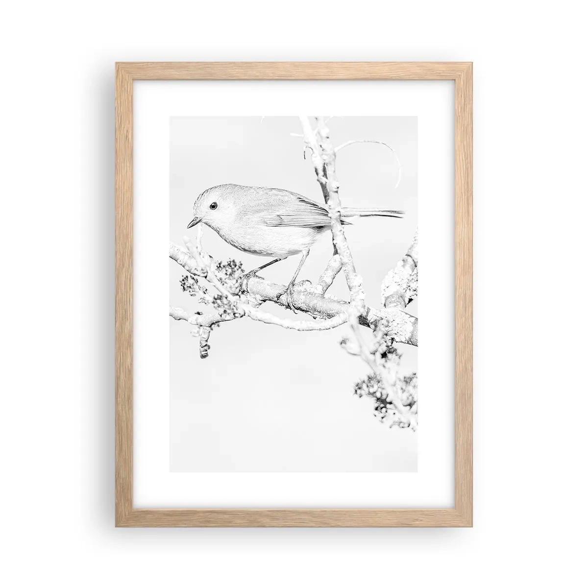 Plagát v ráme zo svetlého duba - Zimné ráno - 30x40 cm