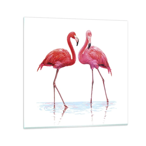 Obraz na skle - Ružové rendez-vous - 40x40 cm