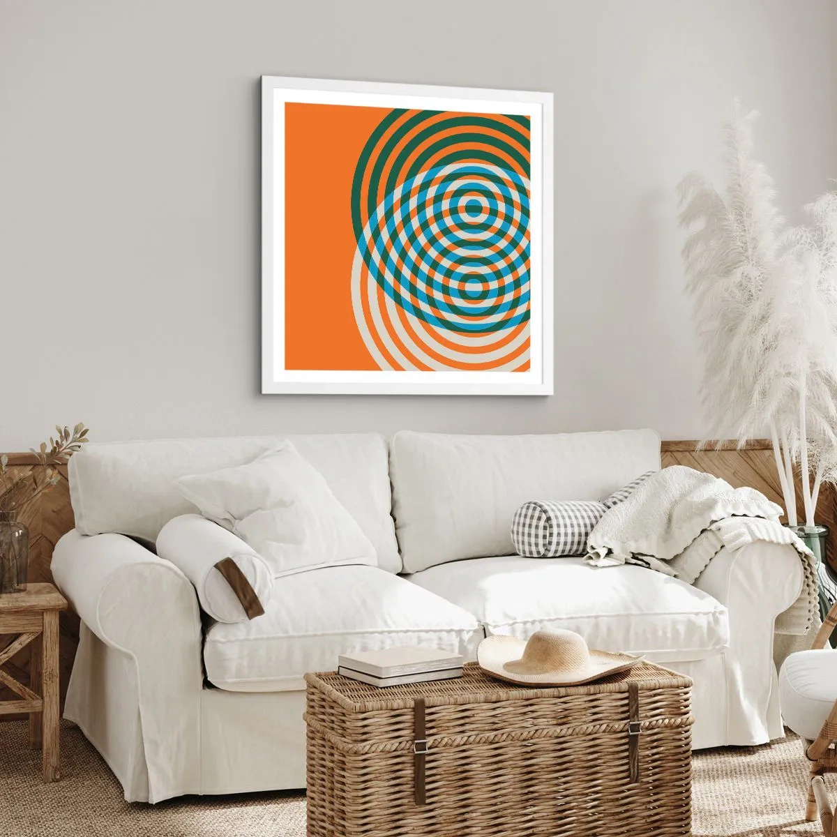 Plagát v bielom ráme - Abstraktná kruhová variácia - 60x60 cm