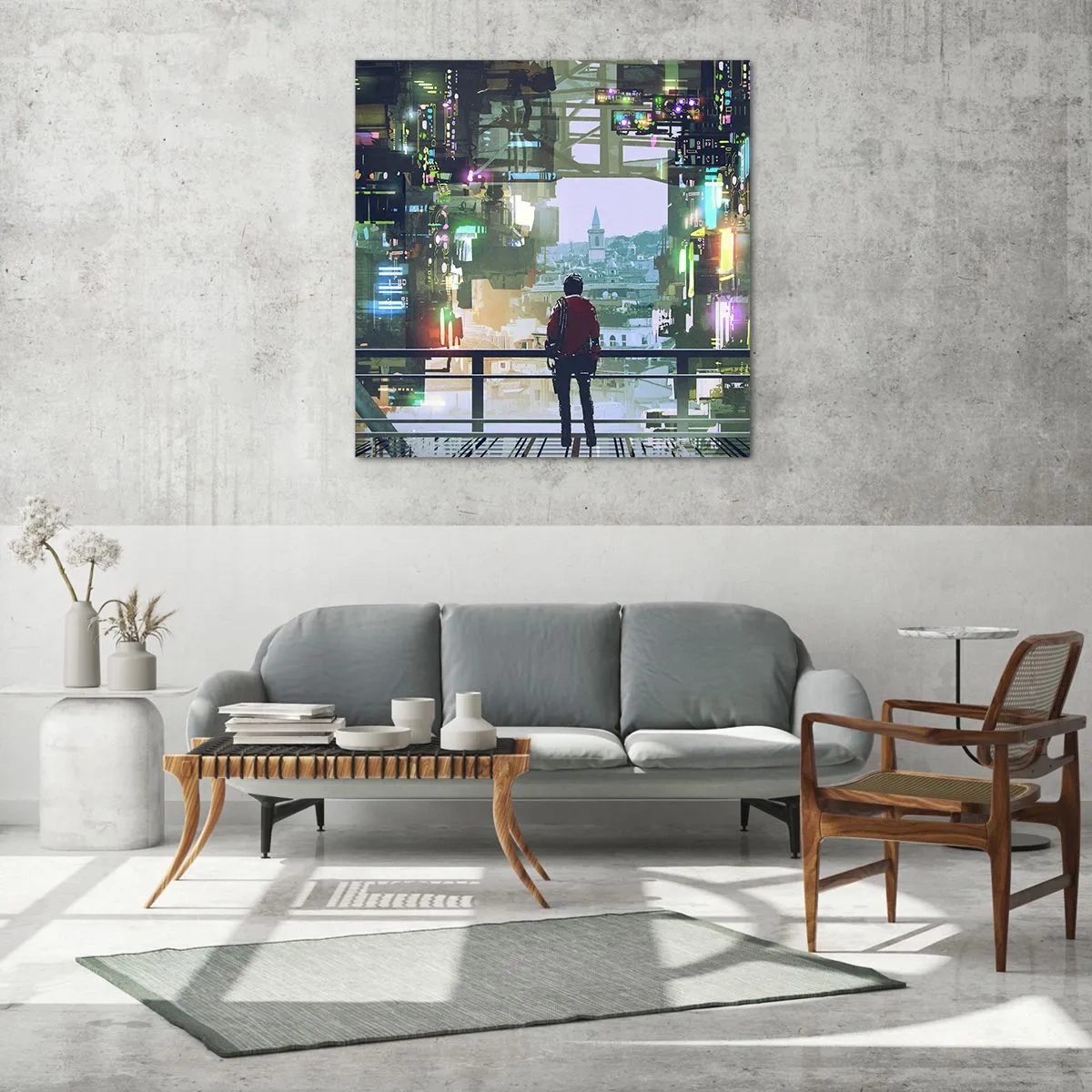 Obraz na skle - Dva svety - 70x70 cm