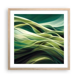 Plagát v ráme zo svetlého duba - Abstraktná hra na zelenú - 50x50 cm