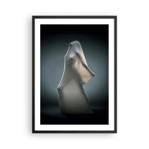 Plagát v čiernom ráme - Postava skrytá pod priehľadným materiálom na tmavom pozadí - 50x70cm - Skryté túžby - Moderná nástenná dekorácia do obývacej izby a spálne ARTTOR