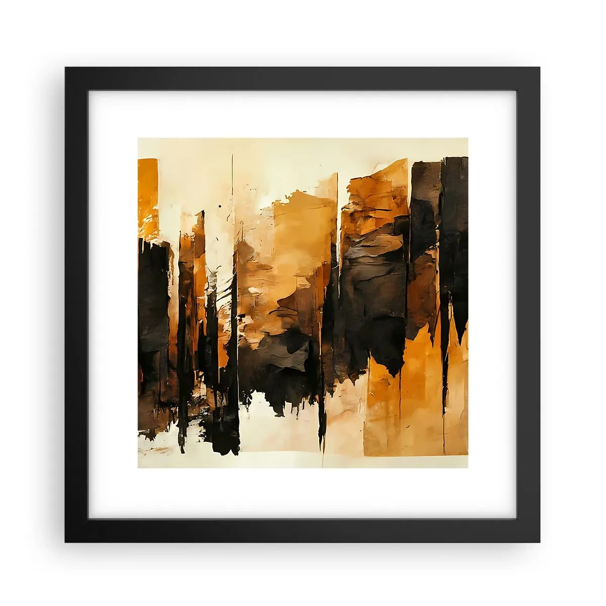Plagát v čiernom ráme - Harmónia čiernej a zlatej - 30x30 cm