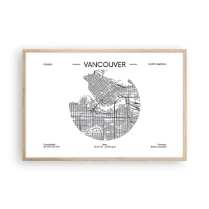 Plagát v ráme zo svetlého duba - Anatómia Vancouveru - 91x61 cm