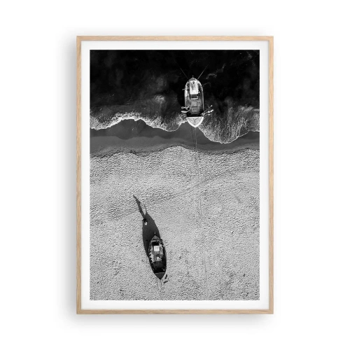 Plagát v ráme zo svetlého duba - Ešte na brehu… - 70x100 cm