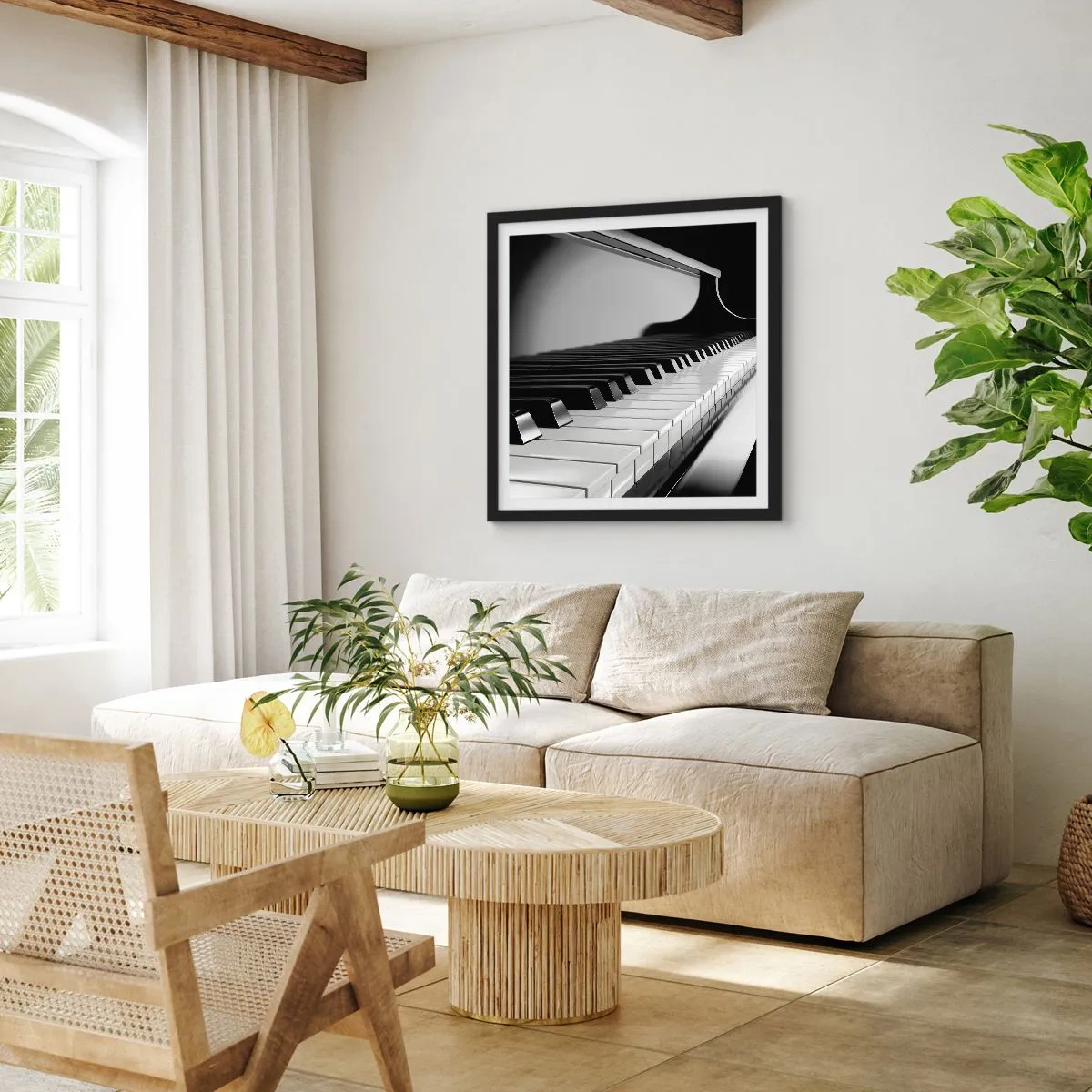 Plagát v čiernom ráme - Harmónia tvarov a farieb - 40x40 cm