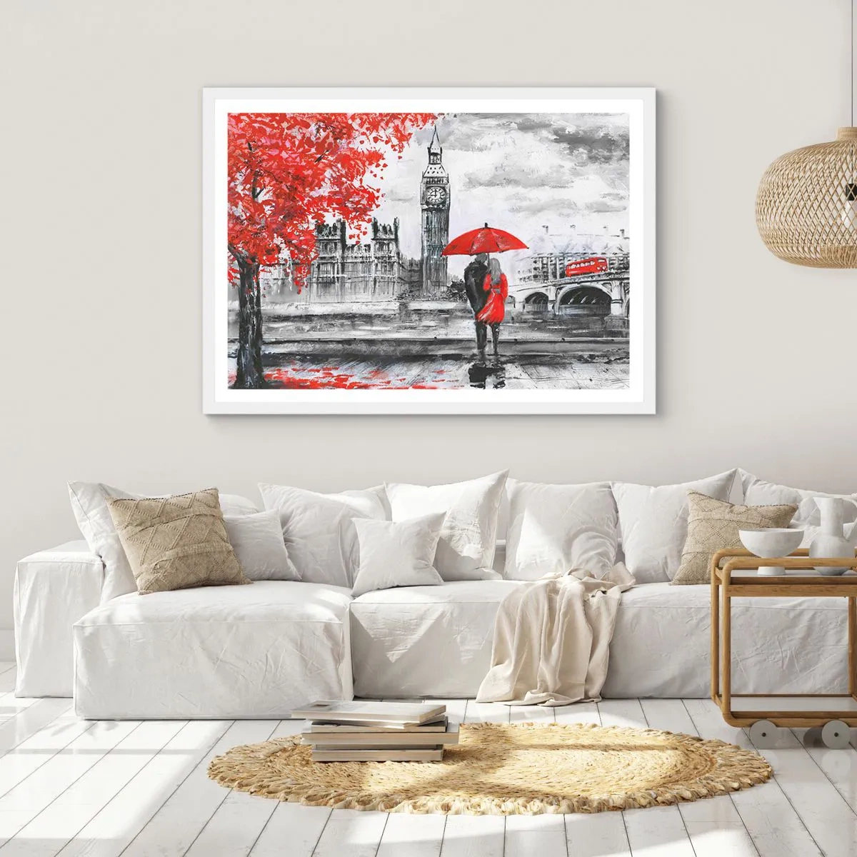 Plagát v bielom ráme - Zamilovaní do Londýna - 70x50 cm