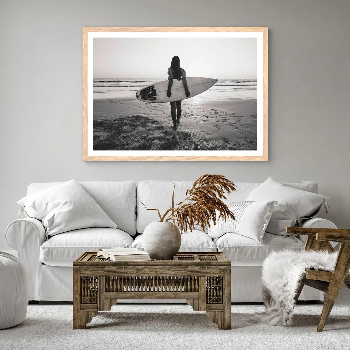 Plagát v ráme zo svetlého duba - Dcéra morskej vlny - 50x40 cm