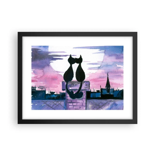 Plagát v čiernom ráme - Rendez-vous pod mesiacom - 40x30 cm