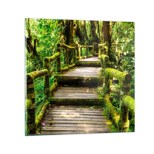 Obraz na skle - Chodbou zelene - 30x30 cm