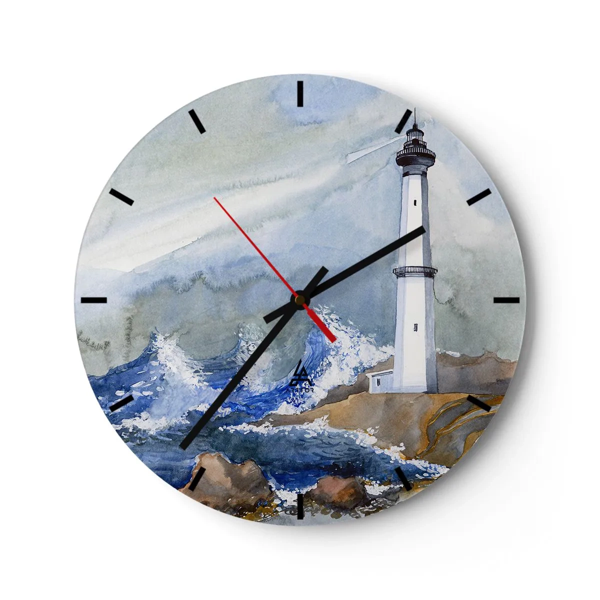 Nástenné hodiny - Maják nad rozbúreným morom - 30x30cm - Proti tme a hromobitiu - Moderná nástenná dekorácia do obývacej izby, kuchyne a spálne ARTTOR