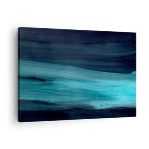 Obraz na plátne - Jemné abstraktné vlny v tmavých odtieňoch modrej - 70x50cm - Plávaj s prúdom - Moderná nástenná dekorácia do obývacej izby a spálne ARTTOR