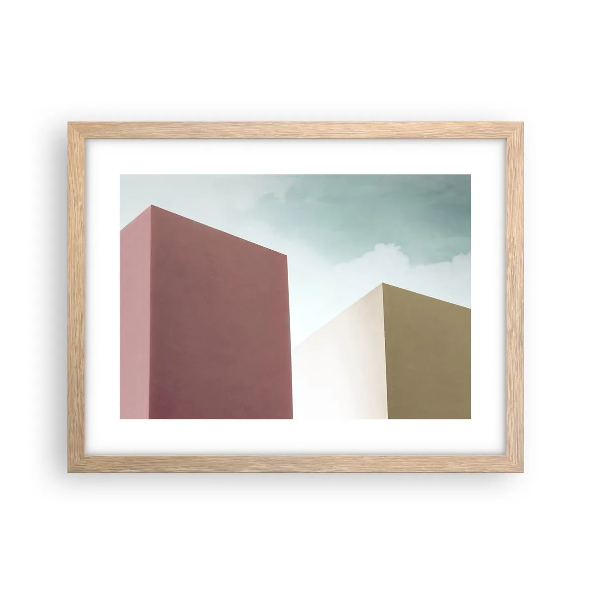 Plagát v ráme zo svetlého duba - Geometria slnečného leta - 40x30 cm