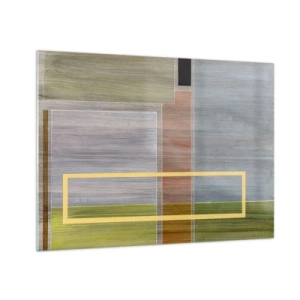 Obraz na skle - Moderná abstrakcia s obdĺžnikovými tvarmi a zemitými farbami - 70x50cm - Jednoducho a v kľude - Moderná nástenná dekorácia do obývacej izby a spálne ARTTOR