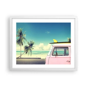 Plagát v bielom ráme - Prázdniny, je čas začať - 50x40 cm