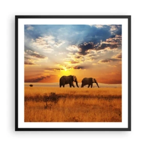 Plagát v čiernom ráme - Rodinná prechádzka - 60x60 cm