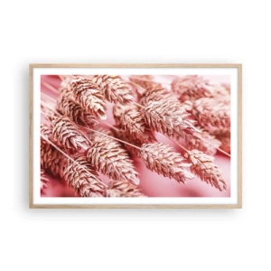 Plagát v ráme zo svetlého duba - Kvetinová kaskáda v ružovej - 91x61 cm