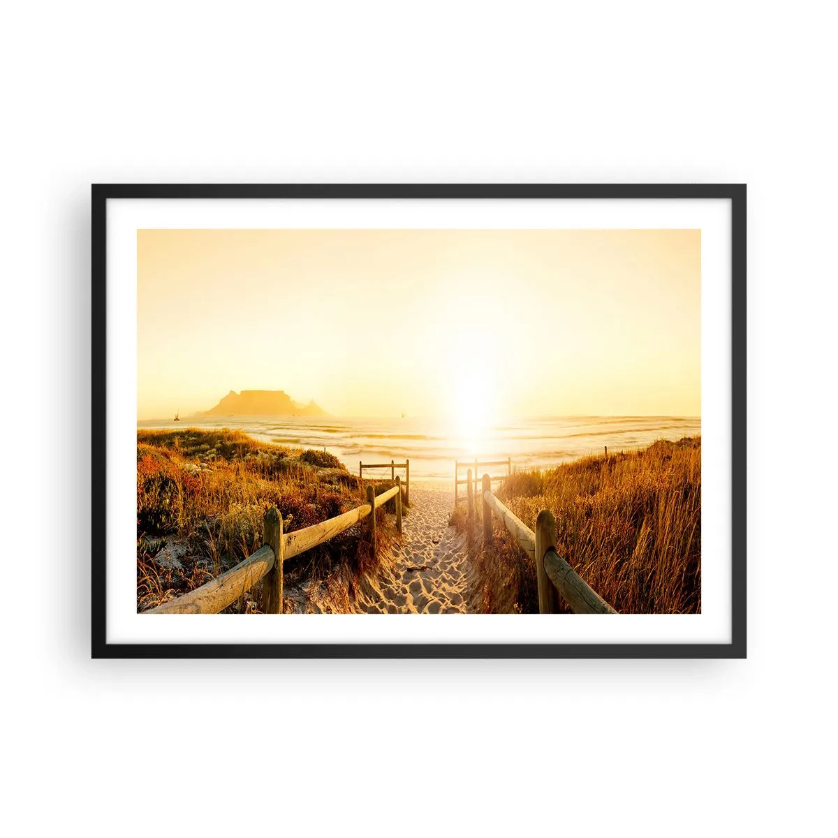Plagát v čiernom ráme - Dunami smerom k slnku - 70x50 cm