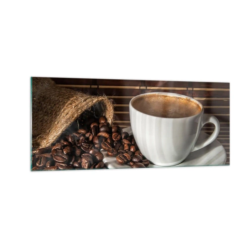 Obraz na skle - Čiernosť uhlia, priezračnosť jantáru - 100x40 cm