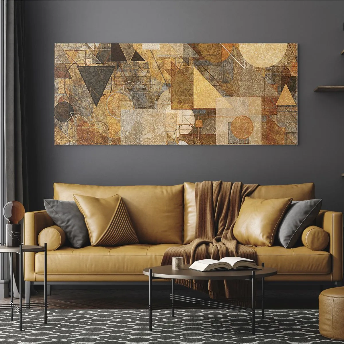 Obraz na skle - Kubistické bronzové štúdium - 100x40 cm