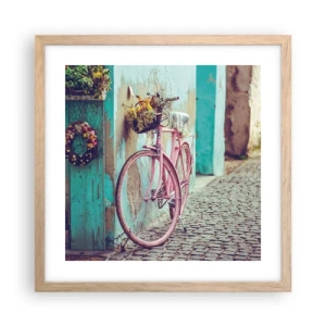 Plagát v ráme zo svetlého duba - Hneď sa vrátim - 40x40 cm