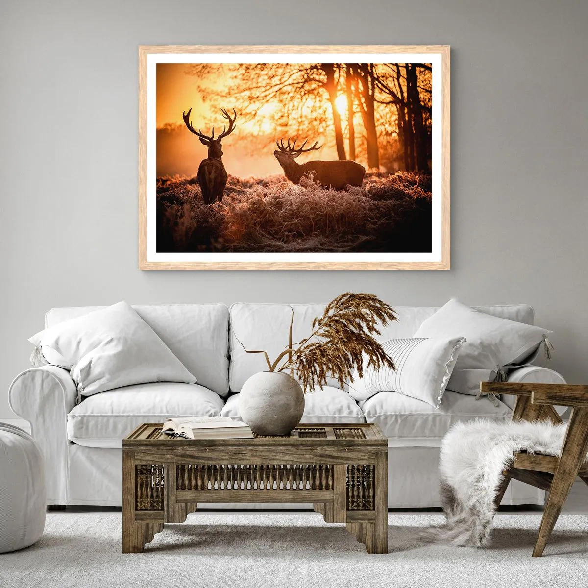 Plagát v ráme zo svetlého duba - Sen poľovníka - 40x30 cm