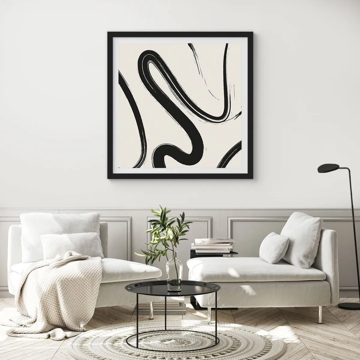 Plagát v čiernom ráme - Čiernobiely rozmar - 60x60 cm
