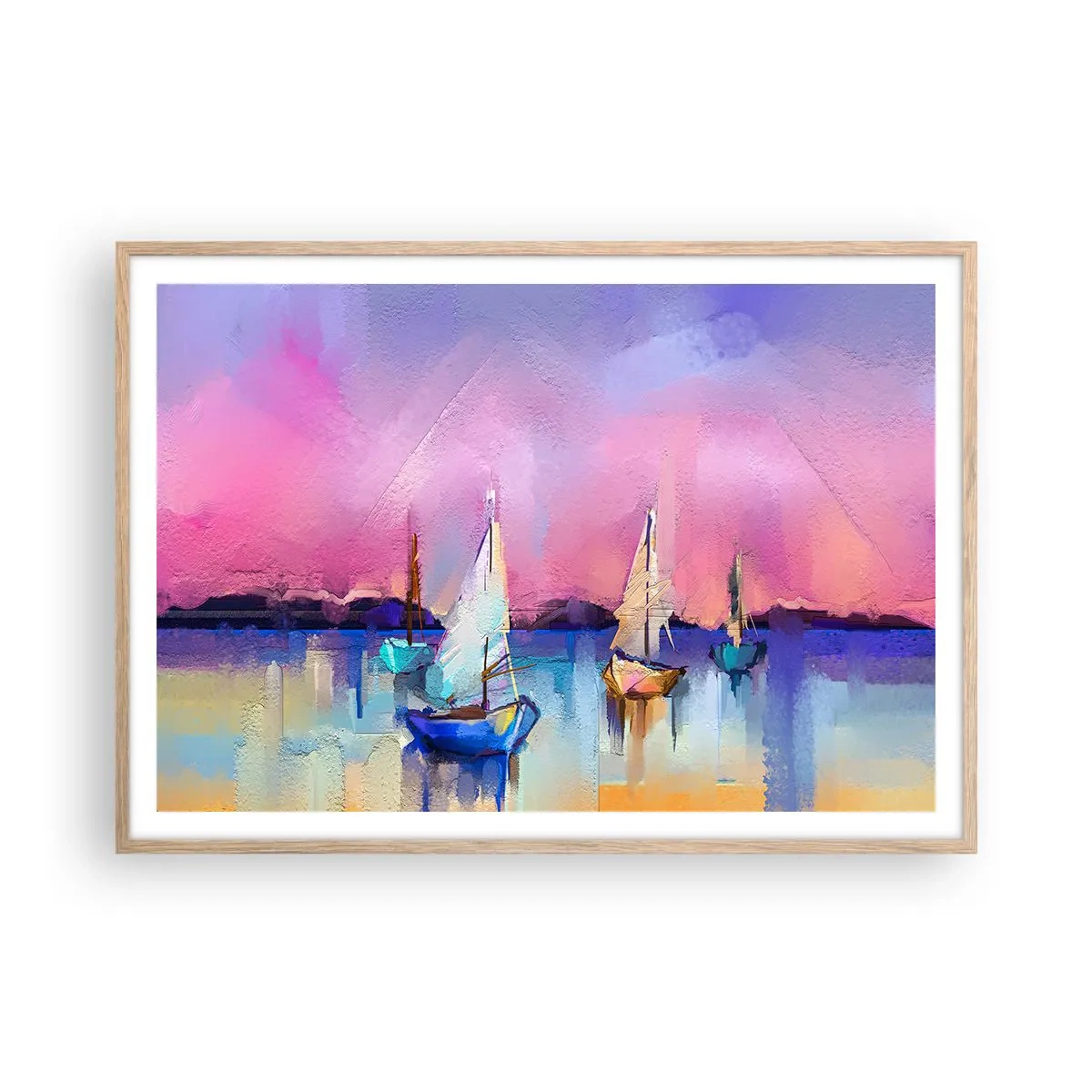 Plagát v ráme zo svetlého duba - Smer: široká voda - 100x70 cm