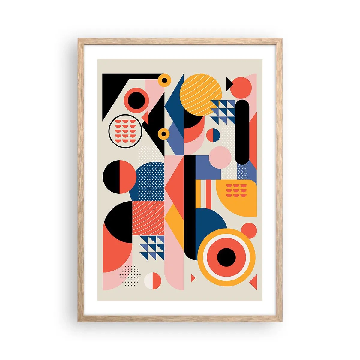 Plagát v ráme zo svetlého duba - Kompozícia: poďme sa hrať - 50x70 cm