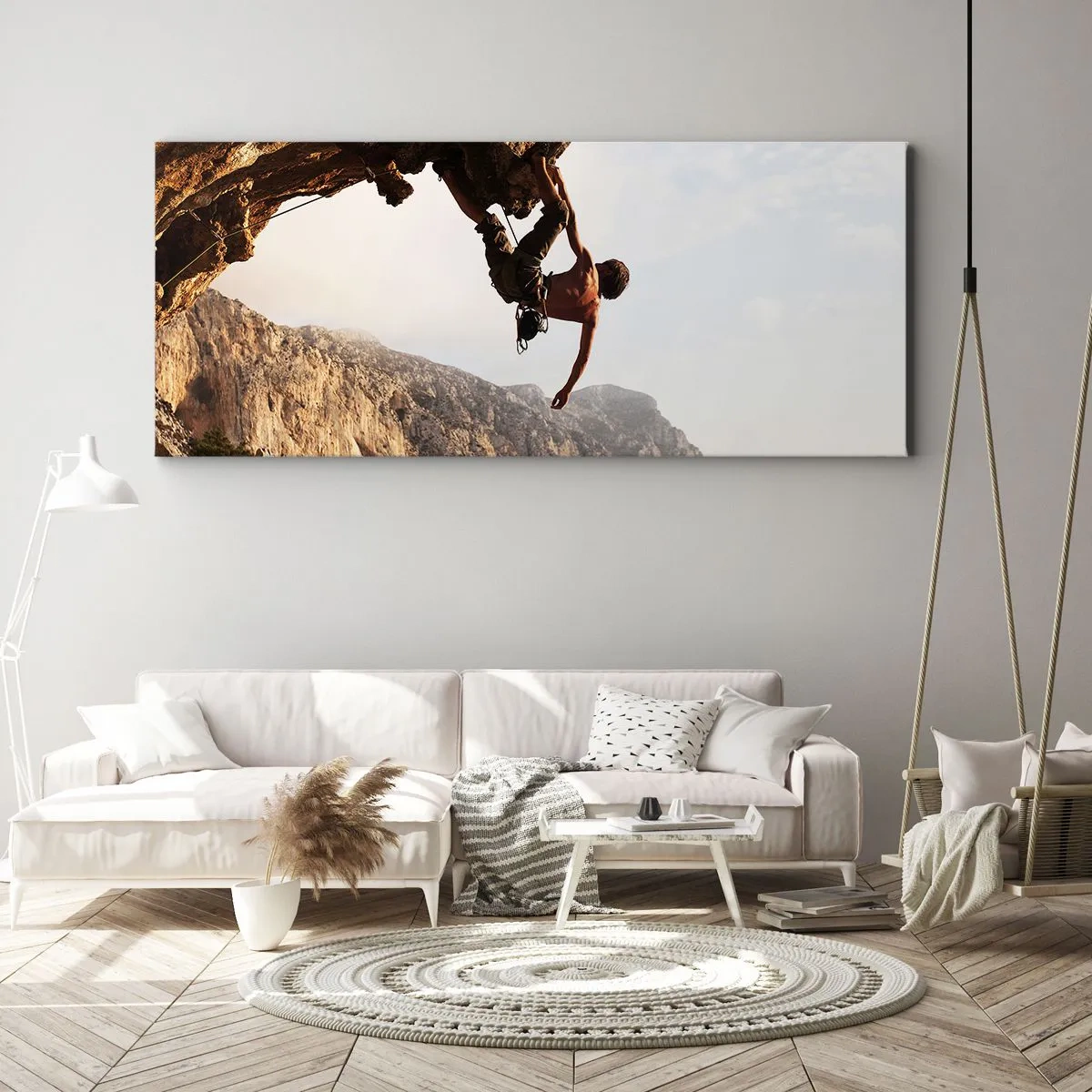 Obraz na plátne - Svet zovretý v ruke na zosuve balvanu - 140x50 cm