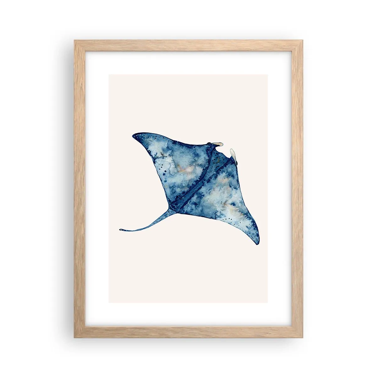 Plagát v ráme zo svetlého duba - Modrý život - 30x40 cm