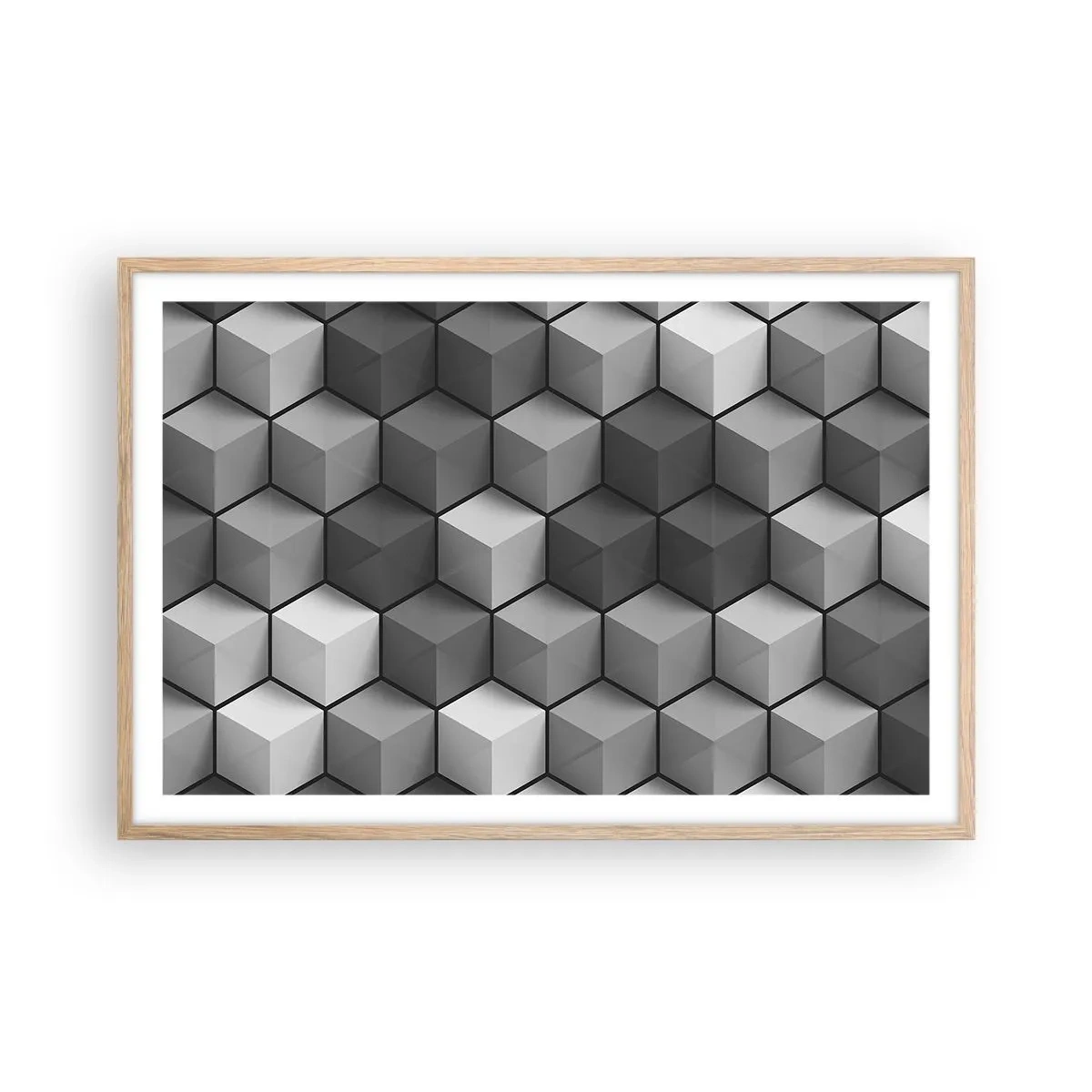 Plagát v ráme zo svetlého duba - Kubistické puzzle - 91x61 cm