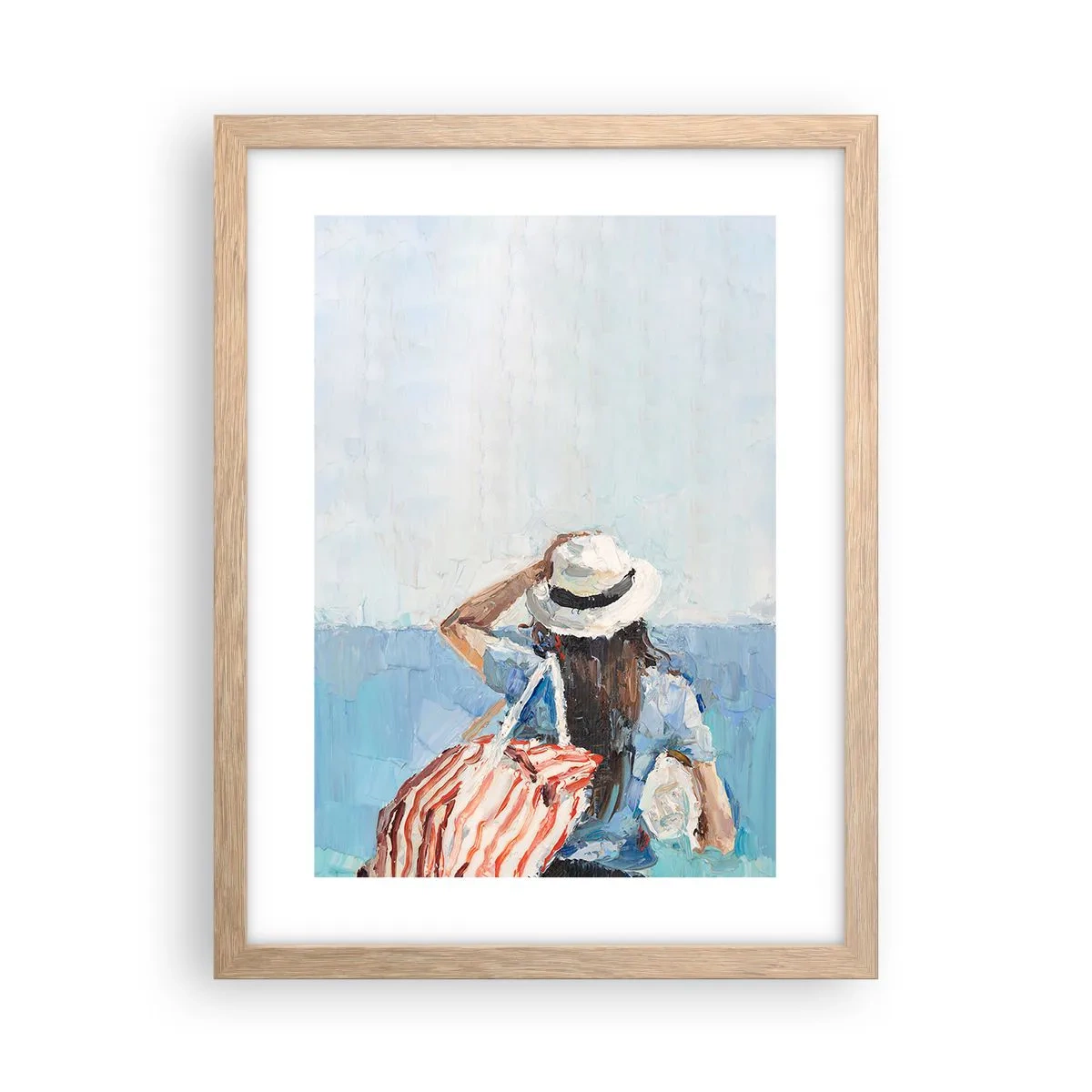 Plagát v ráme zo svetlého duba - Vitaj na dovolenke - 30x40 cm