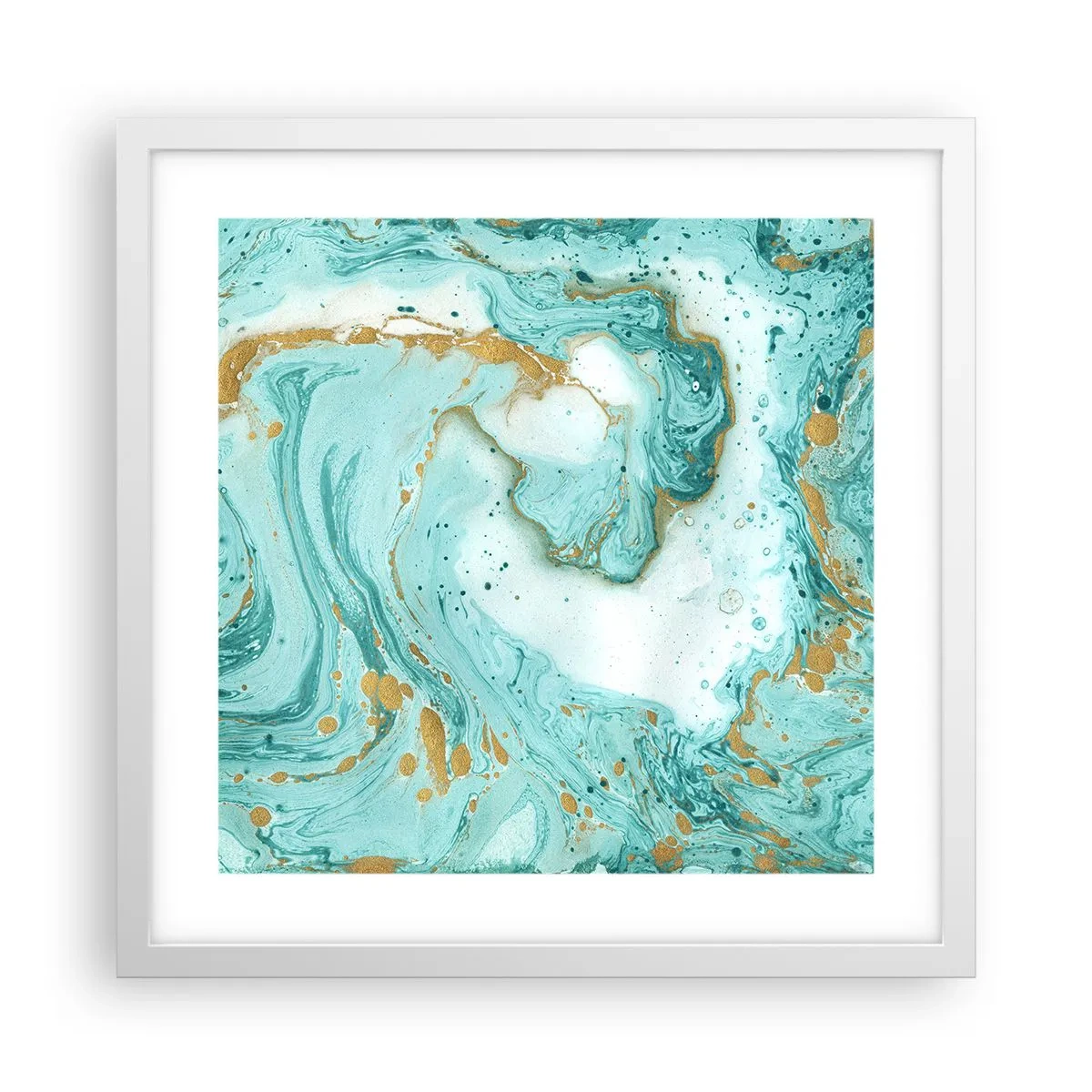 Plagát v bielom ráme - Pod veľkou vlnou z epochy Edo - 40x40 cm