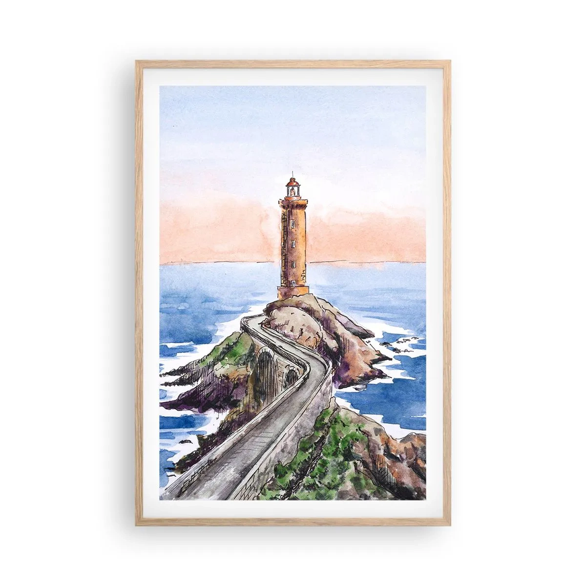 Plagát v ráme zo svetlého duba - Tvárou v tvár moru - 61x91 cm