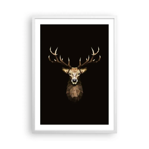Plagát v bielom ráme - Kubistický jeleň - 50x70 cm