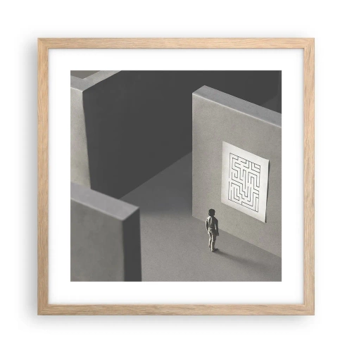 Plagát v ráme zo svetlého duba - Kde to ale som? - 40x40 cm