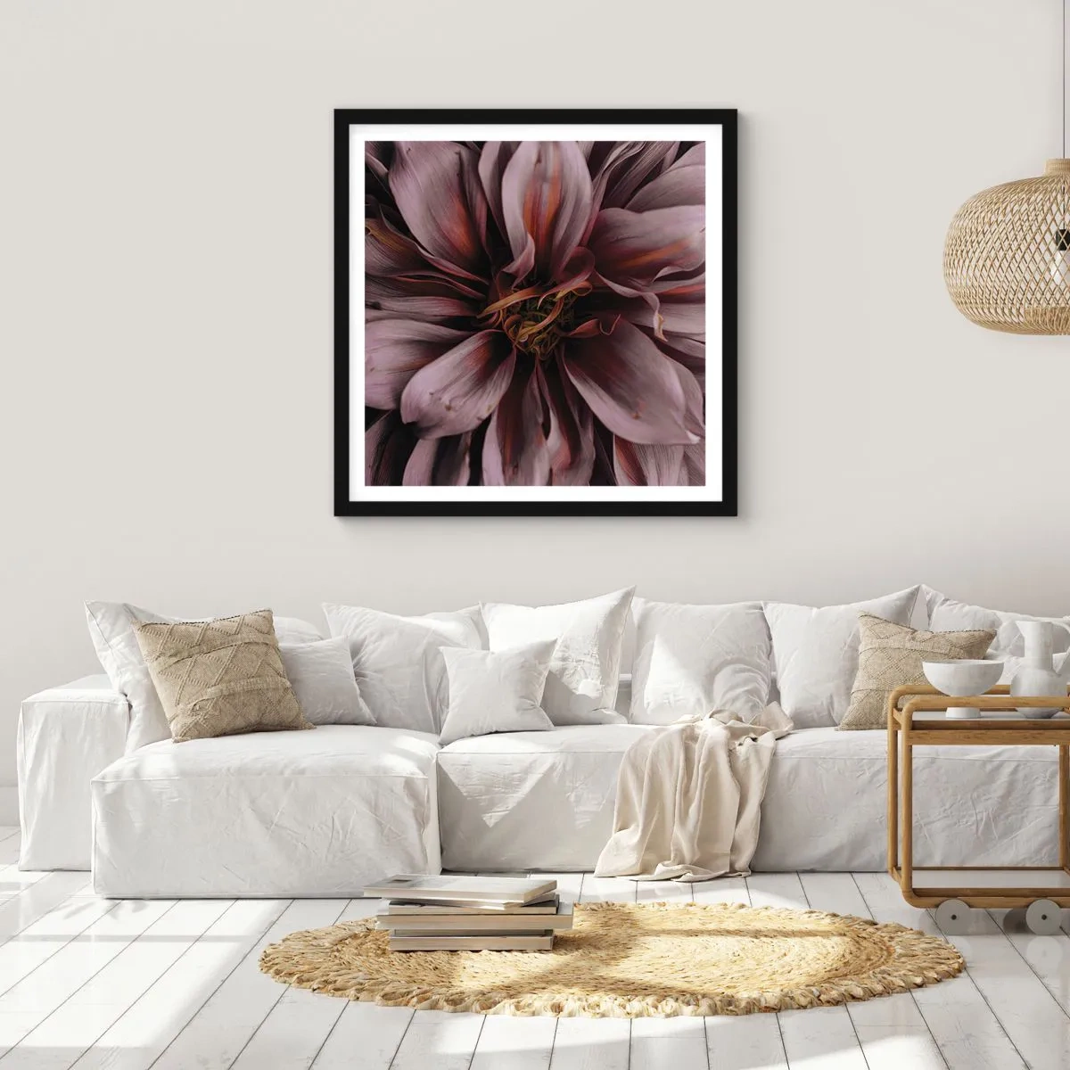 Plagát v čiernom ráme - Kvetinové srdce - 60x60 cm