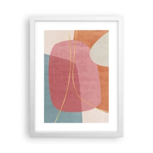 Plagát v bielom ráme - Pastelová kompozícia so zlatou niťou - 30x40 cm