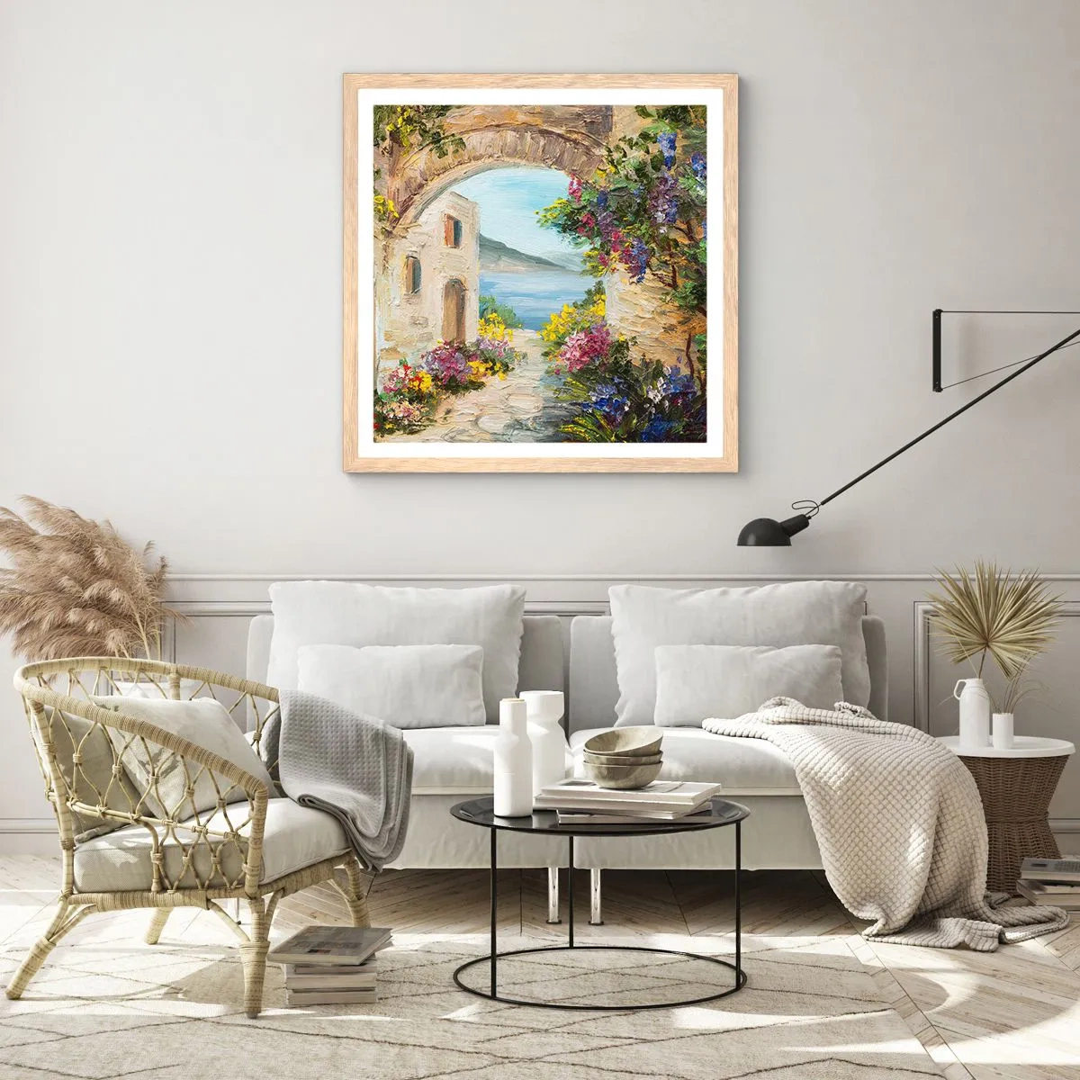 Plagát v ráme zo svetlého duba - Pôvab pobrežnej krajiny - 60x60 cm