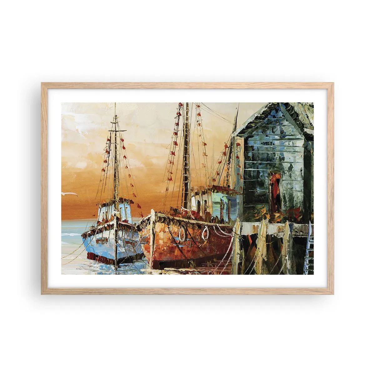 Plagát v ráme zo svetlého duba - Pokojný návrat - 70x50 cm
